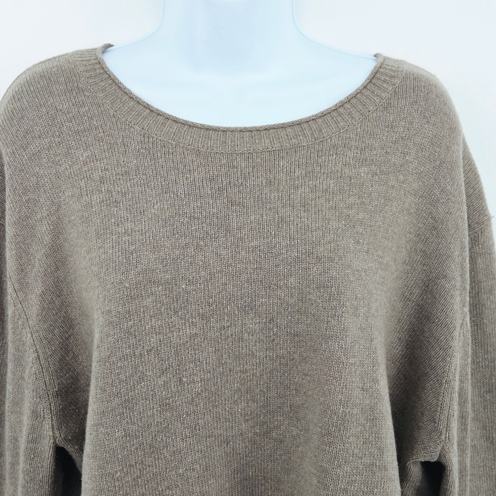 Jenni Kayne Wool Cashmere Blend Everyday Sweater Knit Oversized Taupe Brown XL - Picture 4 of 16
